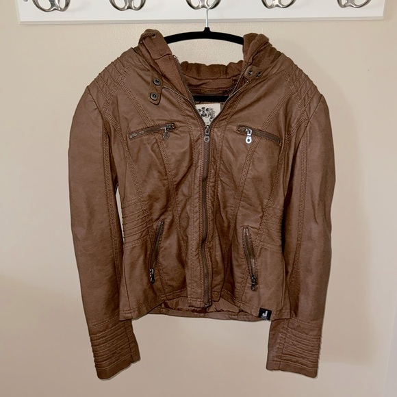 Faux leather jacket w/ detachable lining - Picture 2 of 4